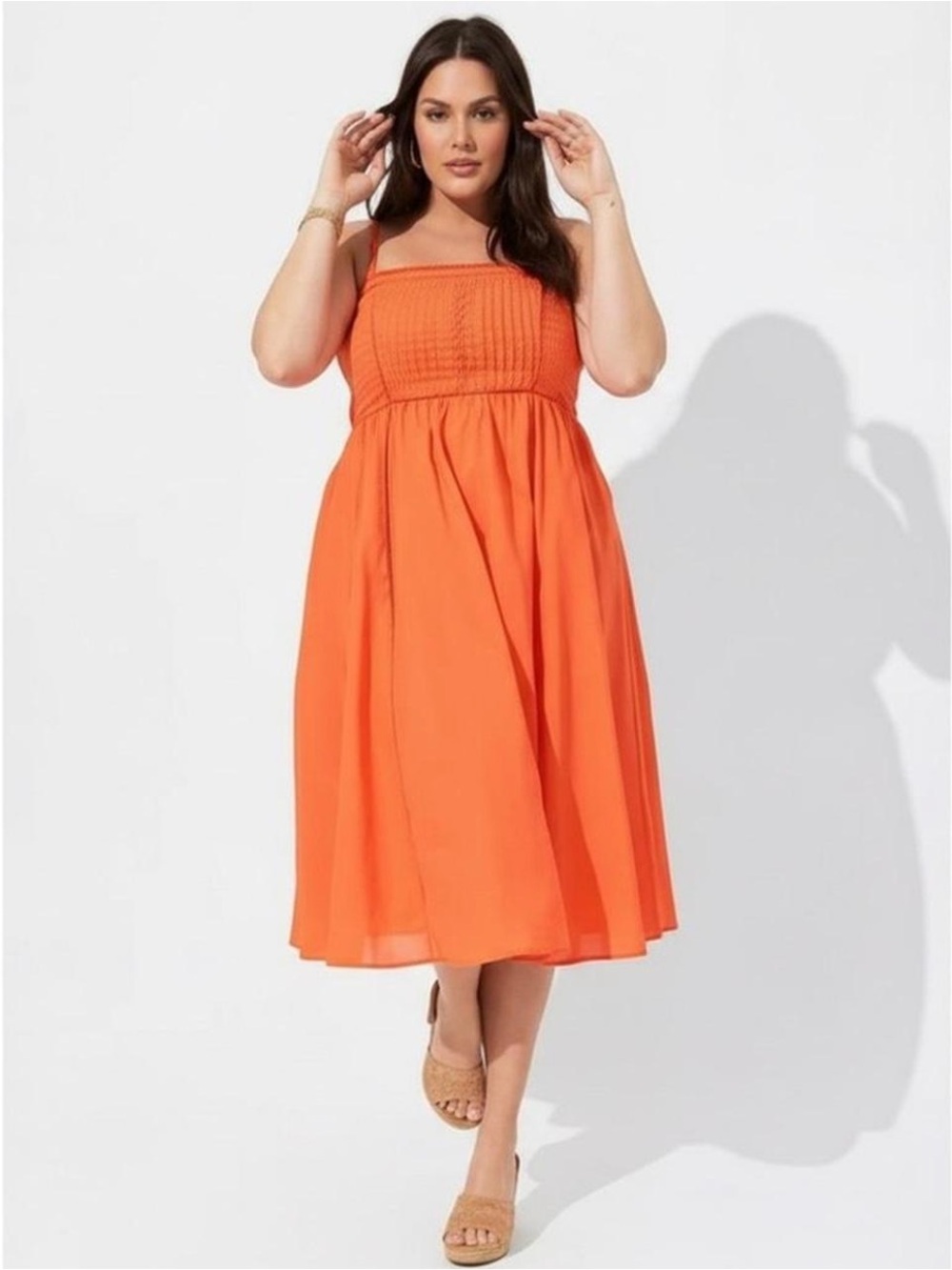 Torrid Orange Smocked Midi Sundress